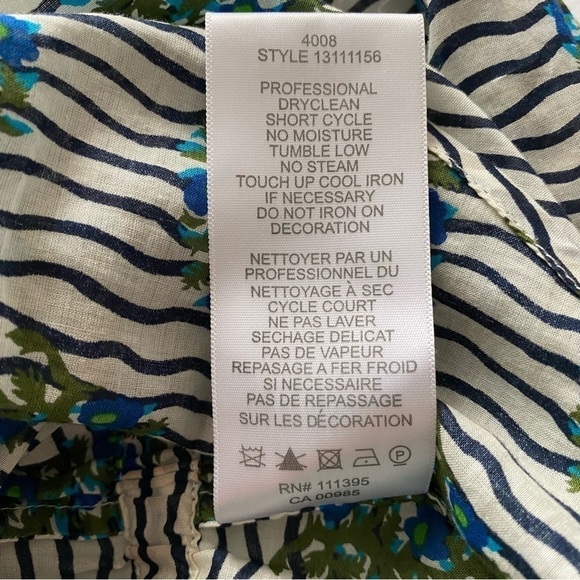 Tory Burch Top white Green Flora Cotton Scoop Neck Keyhole Tunic Elastic waist 6 - Picture 9 of 16